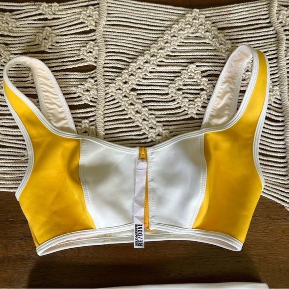 RE/DONE x SOLID & STRIPES YELLOW TWO PIECE SWIMSUIT SIZE S/M - Picture 5 of 11